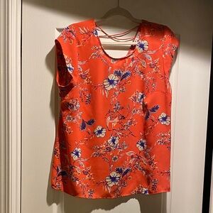 DR2 Bright Orange Floral Blouse